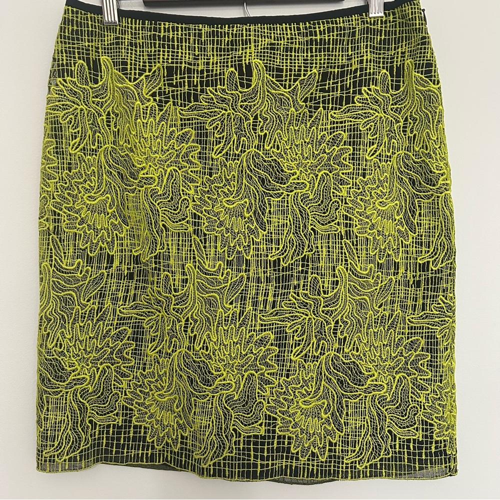 Per Se by Carlisle floral mesh lime green pencil skirt women's‎ size 10